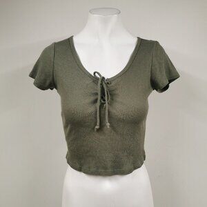 BOZZOLO Tie Front Crop Top